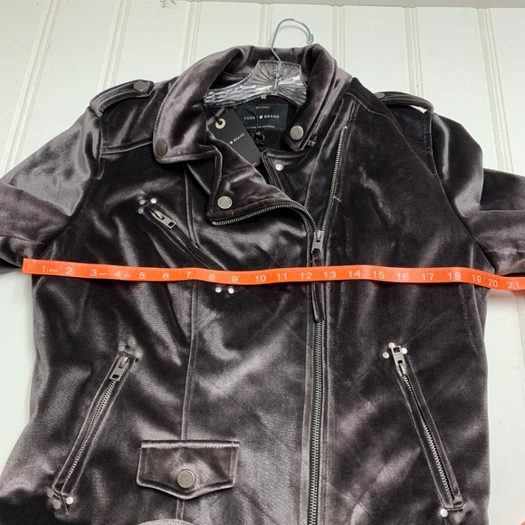 NEW Lucky brand Purple Velvet Zipper Moto Jacket L - Picture 6 of 8